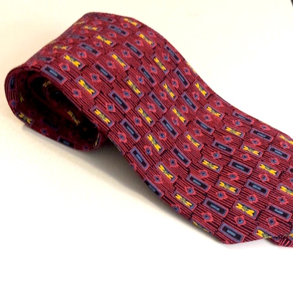 Brioni Tie/ Red Multi Print - Picture 1 of 6